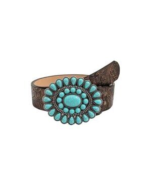 GORGLITTER Women's Turquoise Western Cowgirl Belt Leather Country Belts